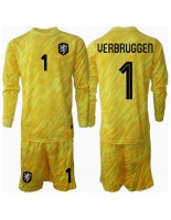 Nederland Bart Verbruggen #1 Keeper Bortedraktsett Barn EM 2024 Lange ermer (+ bukser)